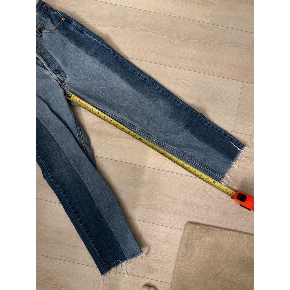 EB Denim Reconstructed Two Tone Levi's High Waisted Straight Leg Jeans 27 - Picture 12 of 15